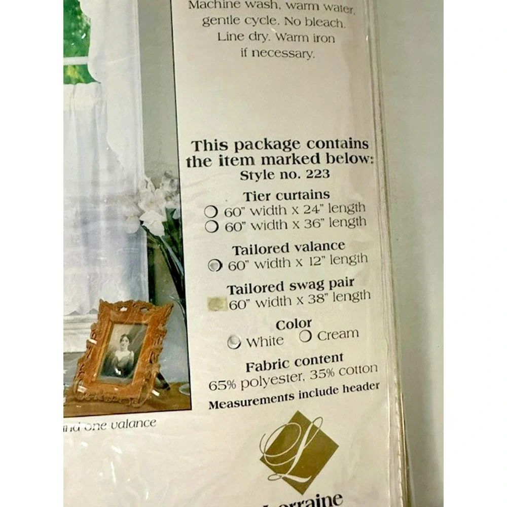 Lorraine Home Fashions 1 Tier Pair 60x24 One Valance 60x12 White